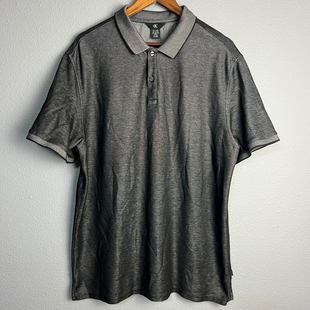 Vintage Calvin Klein Polo Shirt Modern Fit Minimalist Short SL Gray Mens Size XL